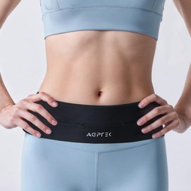 Running Belt with Water Bottles, AGPTEK Adjustable Running Waist Pack, Internal Key Clip, Reflective Logo, Phone Holder for Women Men, Fit Phones Up to 7.2", for Marathon Hiking Cycling, M