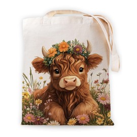 YOU FOUND ME - Bolsa de lona para mujer, bolsa de algodón con estampado de vaca de Highland para amantes de los libros, regalos de gusanos de biblioteca, bolsa de compras de comestibles, regalo de
