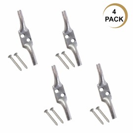 SUL Cleat Hook 100mm Heavy Duty Galvanised Rope Cord Cleat Hook, Flagpole Cleat Hook Trailer Rope Tiebacks Roman Blind Cord Hooks Cleat Hooks for Washing Line with Screws - 4 inch (4 PK)