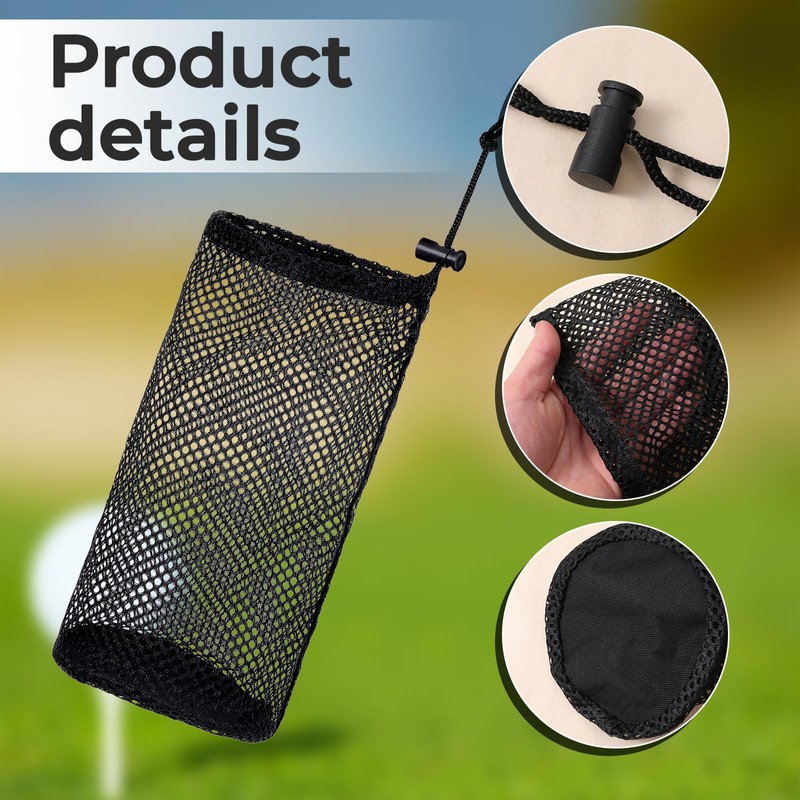 EupHHonycs 1 PCS Black Nylon Mesh Golf Pouch, Black Golfs