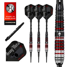 Harrows Ryan Searle Heavy Metal Series 2 Player Dart Set | Professional Darts 90% Tungsten Soft Tip | All Weights Pro Darts | 10-Piece Set with Carbon ST Midi Shafts & Signature Flights (18g)