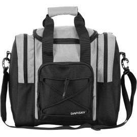 DAFISKY Bowling Ball Bag for Single Ball - Bowling Ball Tote Bag with Padded Ball Holder, 2 Pockets fit Bowling Shoes Up to Mens Size 14 and Accessories