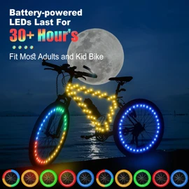Woanger 3 Pcs LED Bike Lights for Night Riding Bicycle Frame and Wheel Color Lights Battery Powered Bike Accessories Gifts for Adults Riding at Night(Color Changing)