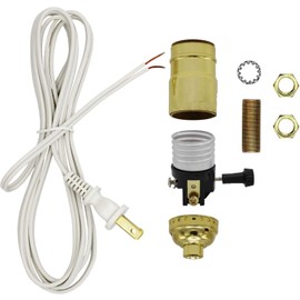Creative Hobbies Make a Lamp or Repair Kit - All Essential Hardware, 3 Way Socket, and Matching Electric Cord (Gold)