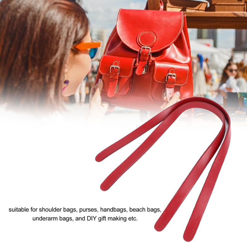 2Pcs Leather Bag Handles 25.6in Long 0.7in Wide Synthetic Leather