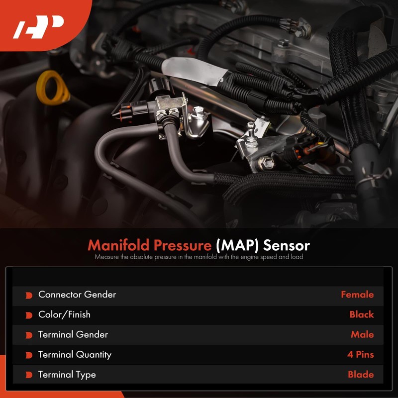 A-Premium Turbo Boost Pressure Sensor [4 Pins] Compatible with Volvo