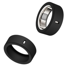 Cover Compatible for Oura Ring 4/Gen 3 Horizon/Gen 3 Heritage,Charging Directly,Ultra-Thin Rugged TPU Polished Elastic Ring Finger Sleeve Protector for Workout Gym Women Men -Black+Black -Size 14
