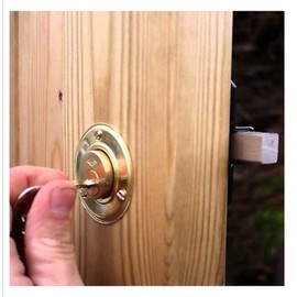 Haven Heritage ® 50mm Long Throw Gate Lock + Handle Double Locking Locking from Both Sides, gate Locks for Wooden Gates 5 Keys Stainless Steel