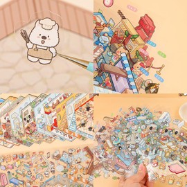 3D Sticker Scene Collection Book for Kids Girls 20 Sets DIY 3D House Stickers Make Your Own Mini House Therapy for Adults Stress Relief Pass The Time