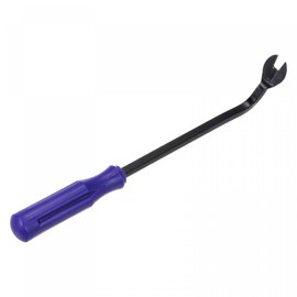 sourcing map 6 Inch All-Purpose Black Oxide Manganese Steel Fastener Remover Clip Removal Tool with Blue Plastic Handle, for Window Door Panel, Rivet