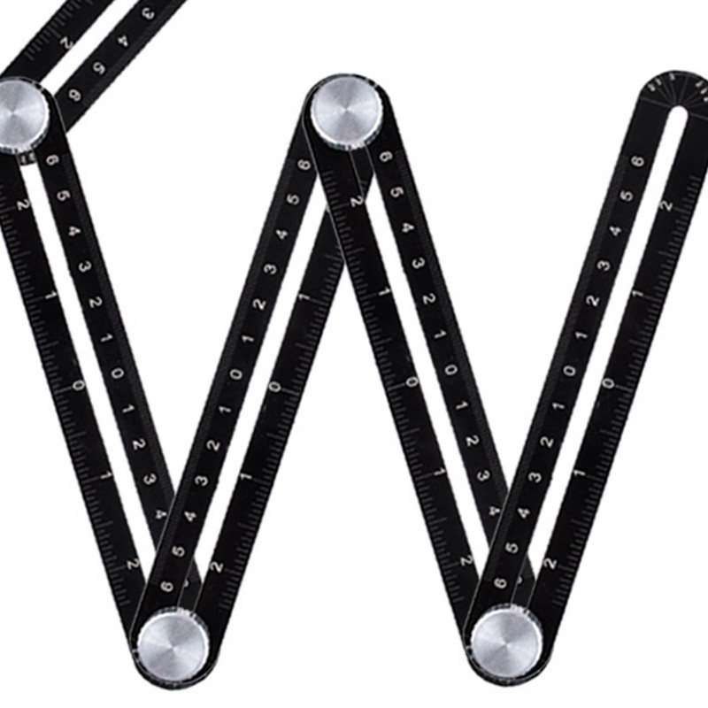 6 Fold Ruler Aluminum Alloy Portable Lightweight Black Folding Multi