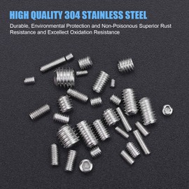 DYWISHKEY Allen Head Socket Hex Grub Screw, Set Screw Assortment Kit with 6 Hex Wrenches, Internal Hex Drive Cup-Point, 480PCS (M2.5/M3/M4/M5/M6/M8) (Silver)