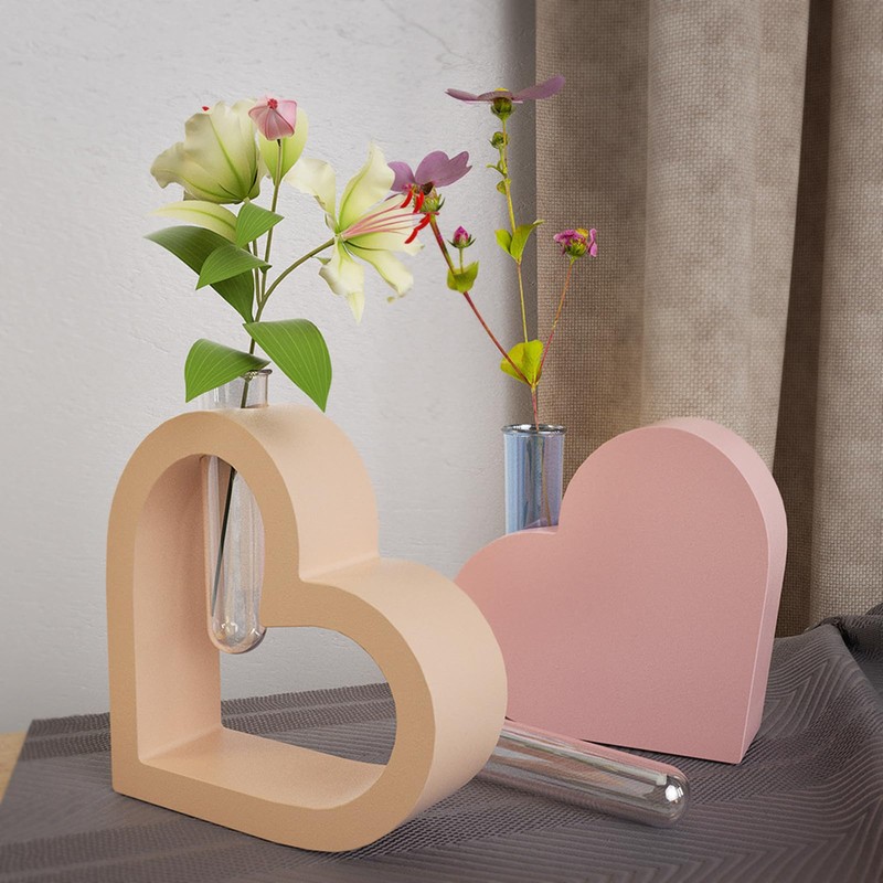 Xidmold 2Pcs Heart Vase Resin Molds, Plant Propagation Station Resin