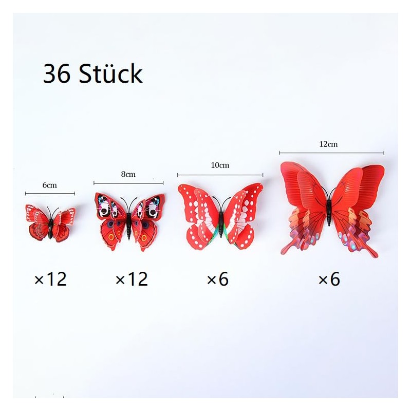 Lohill Pack of 36 3D Butterfly Wall Decoration - Butterfly