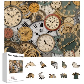 GLOBLELAND Holzpuzzle Erwachsene 300 Teile Holzpuzzles Retro Uhr Wooden Puzzle Unregelmäßige Einzigartige Puzzle für Erwachsene und Kinder Kreatives Weihnachten Geschenke