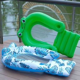 U-Shaped Inflatable Mesh Hammock Water Float for Pool, Beach, and River 124*78*26/Jade
