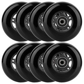 WHEELCOME Inline Skate Wheels Outdoor & Indoor Blade Roller Skate Wheels 85a Roller Hockey Wheels w/Bearings ABEC-9 for Scooter Luggage Repair, 64mm 70mm 72mm 76mm 80mm Dia, 8-Pack (Black, 72mm)