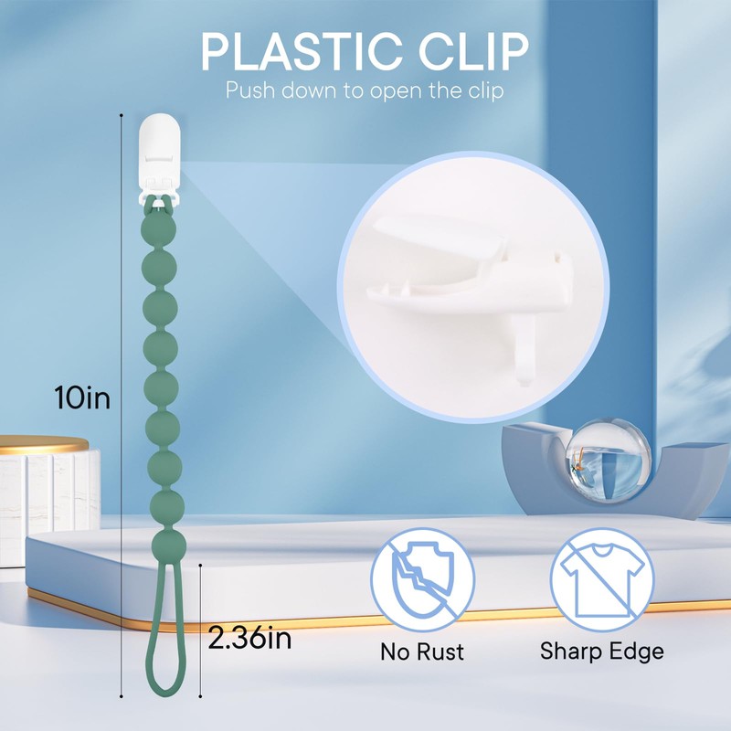 MINMUNJIU Silicone Pacifier Clips for Boys, 6 Pack One Piece