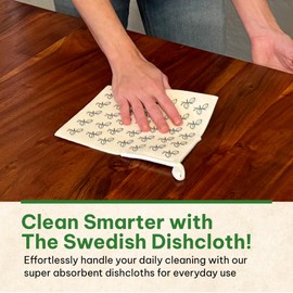 The Giro Company - Swedish Dishcloths with Scouring Corner, Kitchen Washcloths for Dishes, Countertops, Windows, and More, Highly-Absorbent, Reusable, and Machine Washable, 7” by 8” - Pack of 4