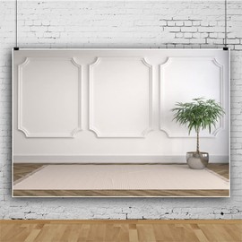 Laeacco Western White Wall Photography Backdrop, 9x6ft Indoor Wall Decorations Yoga Carpet Photo Background Interior Room Decor Children Adults Portrait Photoshoot Studio Props Vinyl