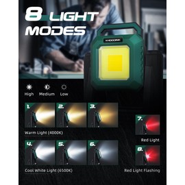 Portable Rechargeable LED Work Light Stand, 8 Modes Outdoor Construction Flood Light Men's Gifts, Cordless, Height Adjustable, 4000K/6500K Dimmable, Waterproof for Workshop, Task Lighting – YL3097