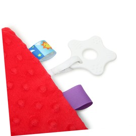 IWOWHERO Colorful Crinkle Teething Soft Comfort Blanket with Bear and Mushroom Design Newborn for Stroller and Car Seat Travel