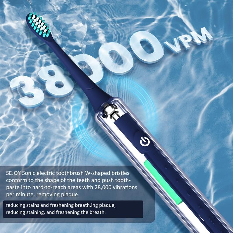 SEJOY Sonic Electric Toothbrush Rechargeable Power 5 Modes Timer, With