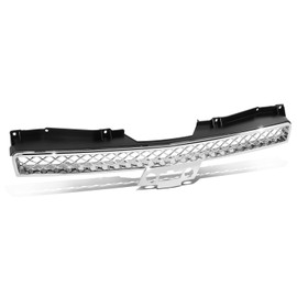 DNA MOTORING OE Style Upper Diamond Mesh Grille Grill w/Badge Slot Compatible with 07-13 Avalanche, 08-14 Tahoe/Suburban 1500, 08-13 2500, Chrome, OEM-GR-GM1200590