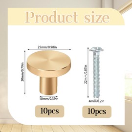 GegXcn 10 PCS Gold Drawer Knobs, Gold Cabinet Knobs, Drawer Handles, for Dresser, Wardrobe & Kitchen Decor, Modern Design Blends with Various Styles, Includes Mounting Screws (Round)
