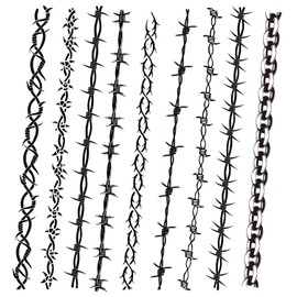 Fake Barbed Wire Tattoo for Men Women, Black Barb Wire Temporary Tattoos Pamela Anderson Costume Fake Arm Tattoo Stickers,9-Sheet