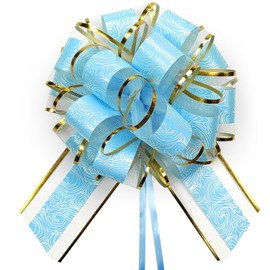 TUNHAD Blue Bows for Gift Wrapping, 8 PACK Gift Bows 6 inch Big Pull Bows for Gift Baskets and Birthday, Flower Bouquets Gift Wrapping, Blue Bows for Gift Wrapping (Light Blue)
