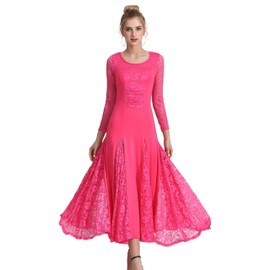 Female Ballroom Dance Lace Dress Long Skirt Modern Dance Big Swing Dress Waltz Dance Costume Competition Costume