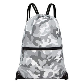 HOLYLUCK Drawstring Backpack Bag Sport Gym Sackpack, Grey Camo, One_Size, Sport