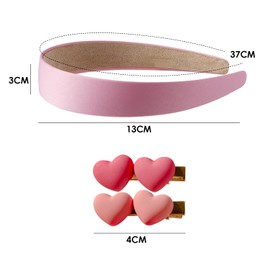 1 Headband and 2 Love Hair Pins, Simple Headband with Wide Brim, Plain Hair Band, Cute Love Hairpins, Ball Dress Accessories, Hair Accessories for Women and Girls (Pink)