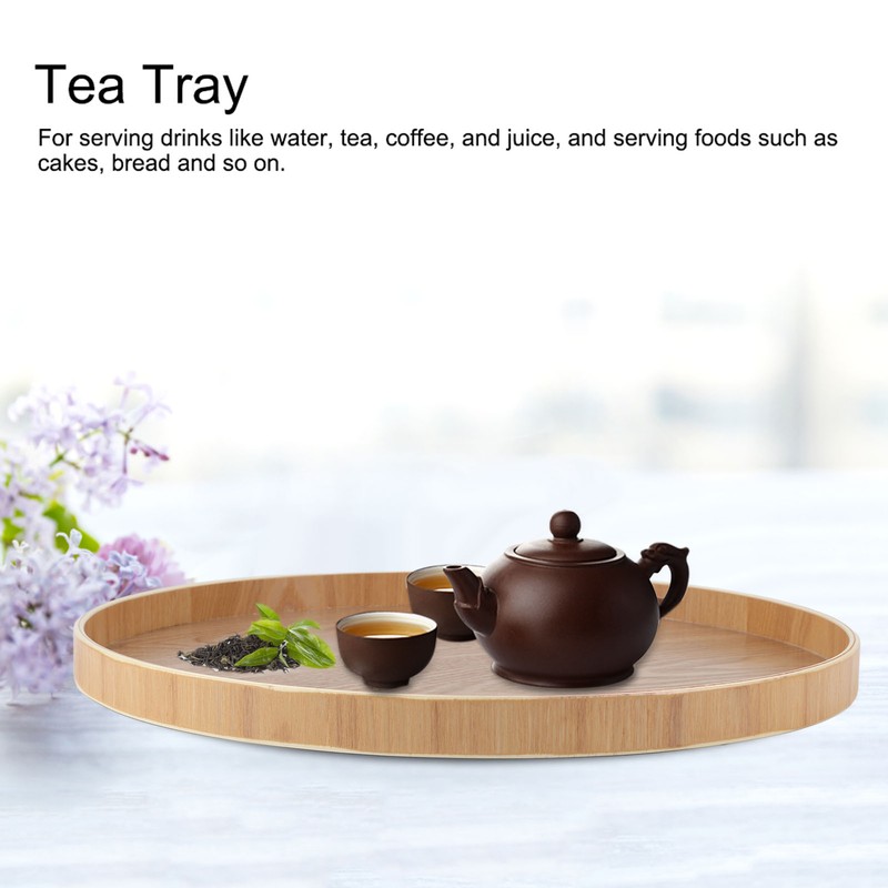 Round Shape Solid Wood Tea Coffee Snack Food Meals Serving