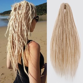24 Inch Dreadlocks Extensions Goddess Locs Crochet Hair for Women 10 Strands Handmade Soft locs crochet hair braids Synthetic thin 0.6cm Hippie Double Ended Dreadlock (24"-10strands, #613)