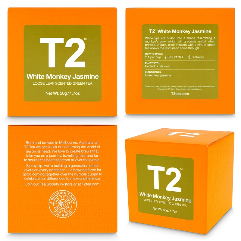 T2 White Monkey Jasmine Green Tea, Loose Leaf Green Tea