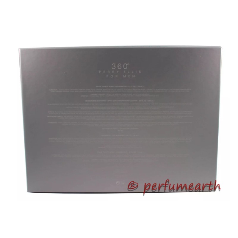 360 By Perry Ellis 4 Pcs Gift Set 3.4oz Edt