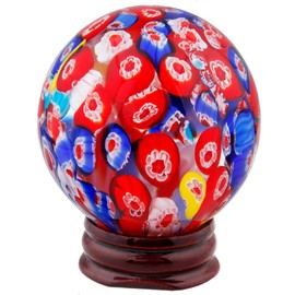 SUNYIK Multicolor Floral Murano Glass Crystal Ball Sphere Decor Sculpture Figurine(1.8"-2")