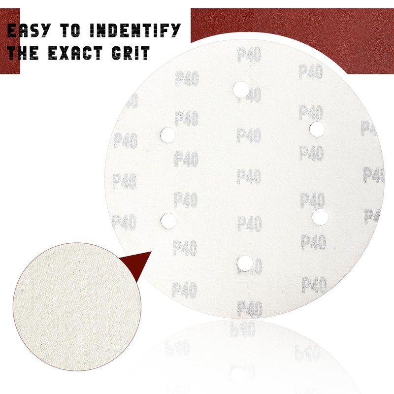 9 Inch 6 Hole Sanding Disc, GOH DODD 40 Grit