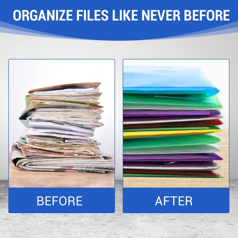 Pack of 10 A4 Document Wallets, Folder with Label Pockets,