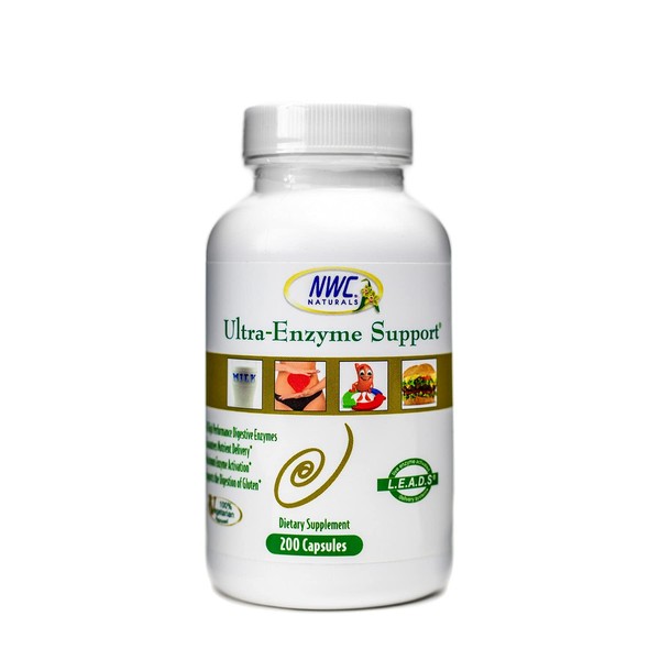 Ultra-Enzyme Support, Natural Digestive Supplement, Promotes Optimal Health and Digestion, 200 count Capsules by NWC Naturals