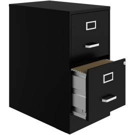 Hirsh 22" Deep 2 Drawer Metal File Cabinet with Ball Bearing Slides Black