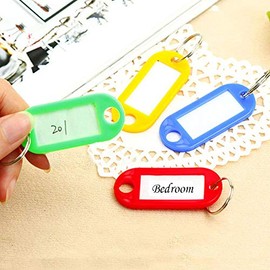 Key Label, 50PCS Key ID Tags Key Label Tags Plastic Key Tags, Tags with Keyring as Key Fob Luggage Pet Name Memory Stick Tag (Yellow)