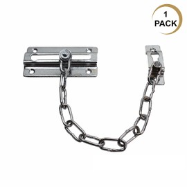 SUL Door Chain, Heavy Duty Front Door Chain with Lock Anti-Theft Chain Door Lock, Chrome Plated Slide Chain Restrictor Latch, Safety Door Chain Lock for UPVC Door Wooden Door with Screws (1 PK)