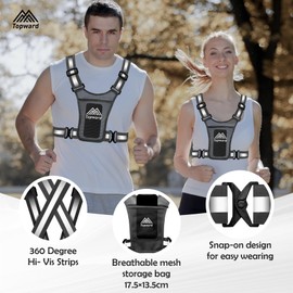 Topward Running Vest Chest Phone Holder for Women Men, Reflective Vest Safety Gear for Dog Walking Cycling - Adjustable Waist/Shoulder