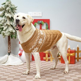 SCIROKKO Warm Winter Dog Sweater - Cold Weather Pet Clothes for Small Medium Large Dogs Indoor Outdoor, Soft Classic Knit Puppy Apparel, Khaki, M