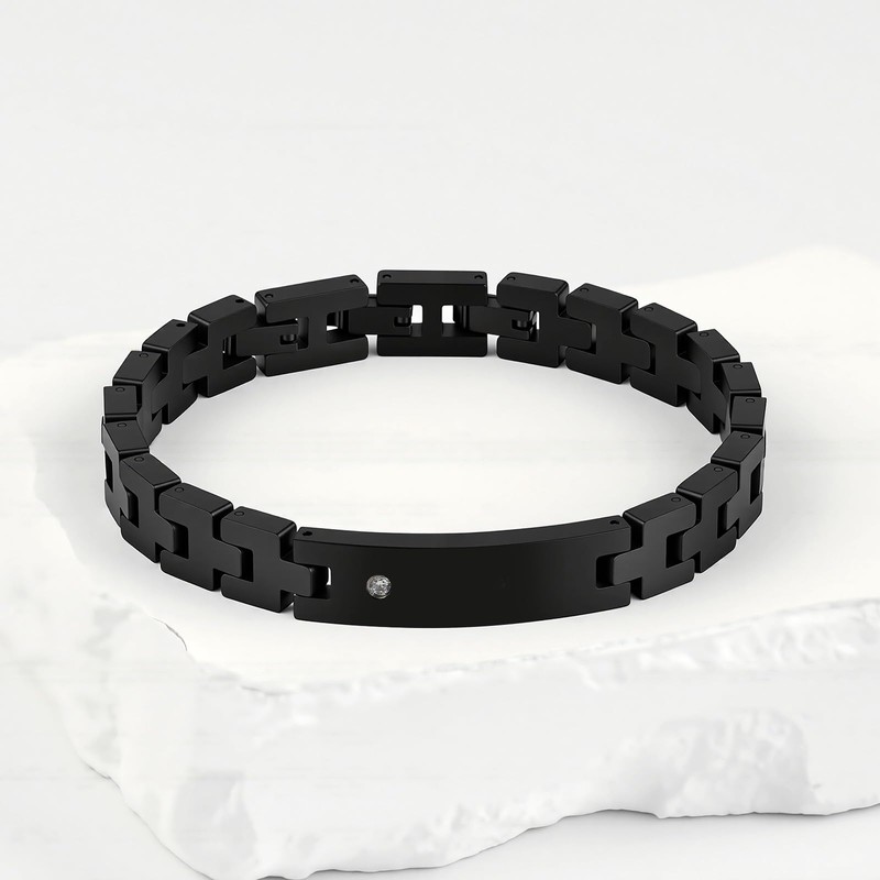 Feifuli Men's Stainless Steel Bracelet 7.4-8.8 Inches Solid Thick Chain