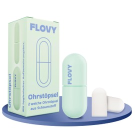 Flovy Foam Earplugs in (Turquoise) - 2 Soft Ear Plugs for Sleeping & Noise Protection - Sleep Earplugs with Hygienic Storage Box - Extra Strong Noise Cancellation 38dB