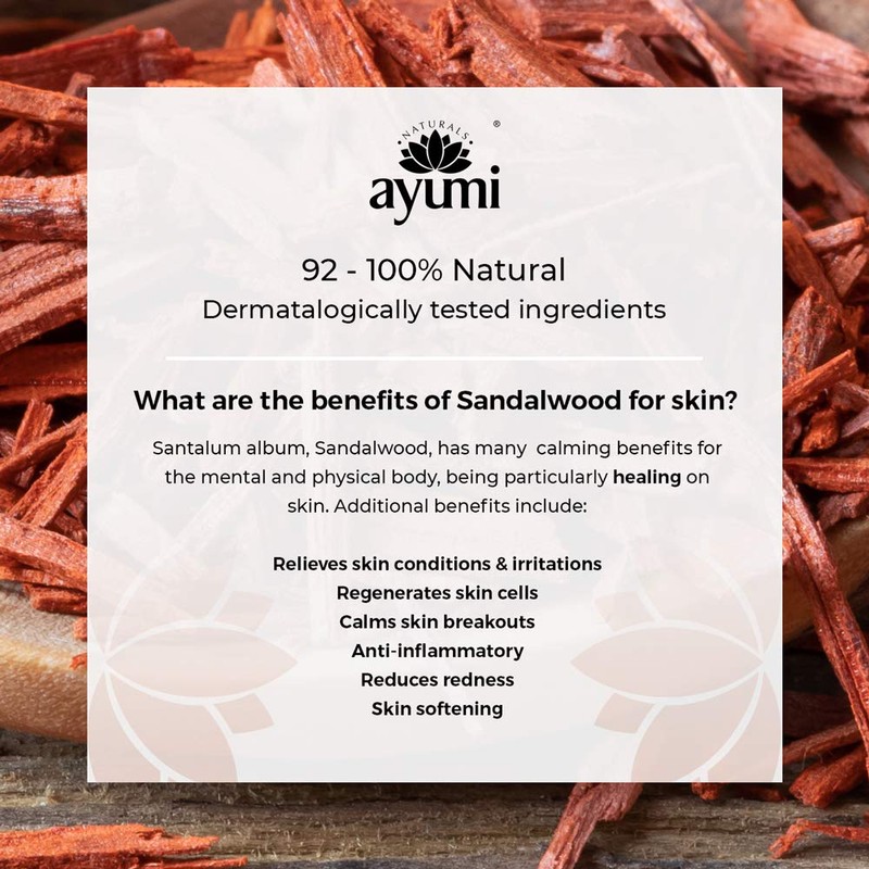Ayumi Sandalwood & Pink Clay Face Mask. Vegan, Cruelty-Free, Dermatologically-Tested,